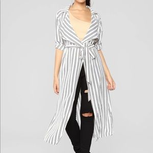 Stripped cream duster jacket. Size small